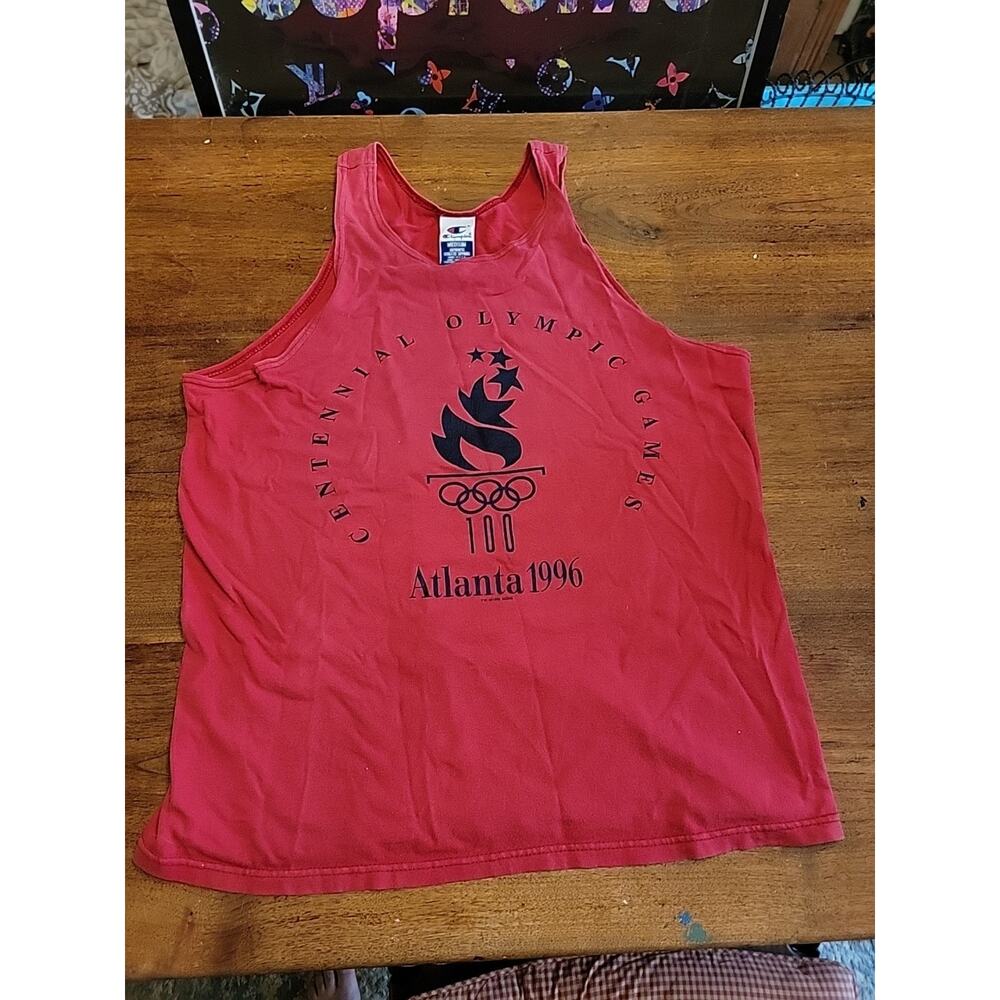 Vintage 90s 1996 Atlanta Olympics Red Tank Top Hanes Champion Size M